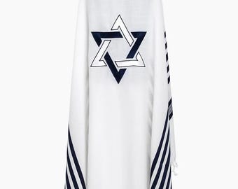 Tallit blanco y azul, Estrella de David bicolor