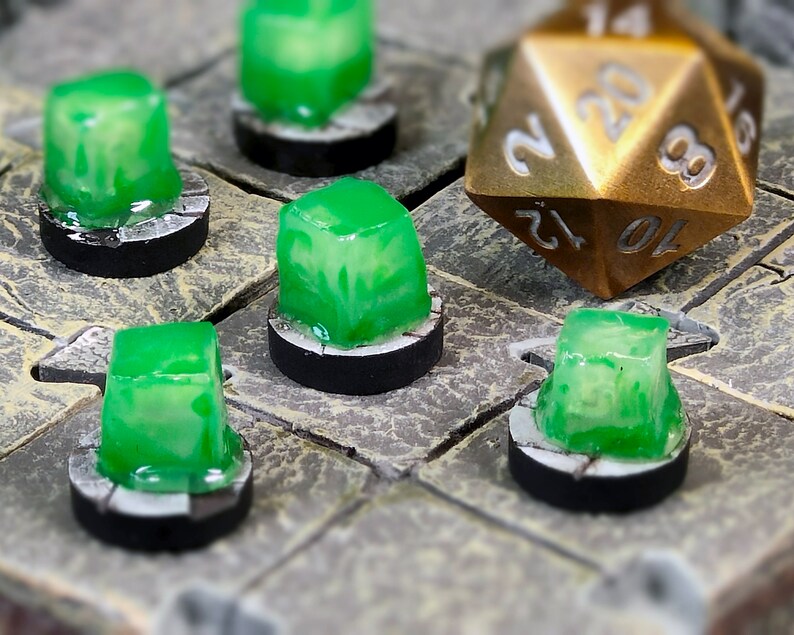 Gelatinous Ice Cube Tiny Size Dungeons & Dragons Miniature Model handmade roleplaying game dnd mini 1/2 inch round monster enemy or familiar image 1