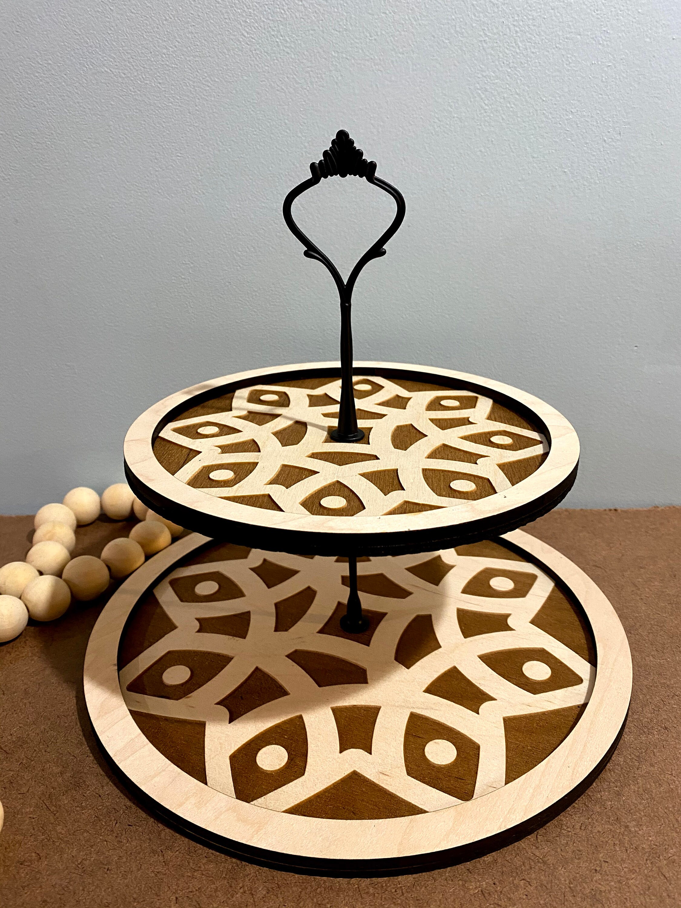 2 Tiered Tray Tiered Tray Wood Tiered Tray Kitchen Decor Etsy