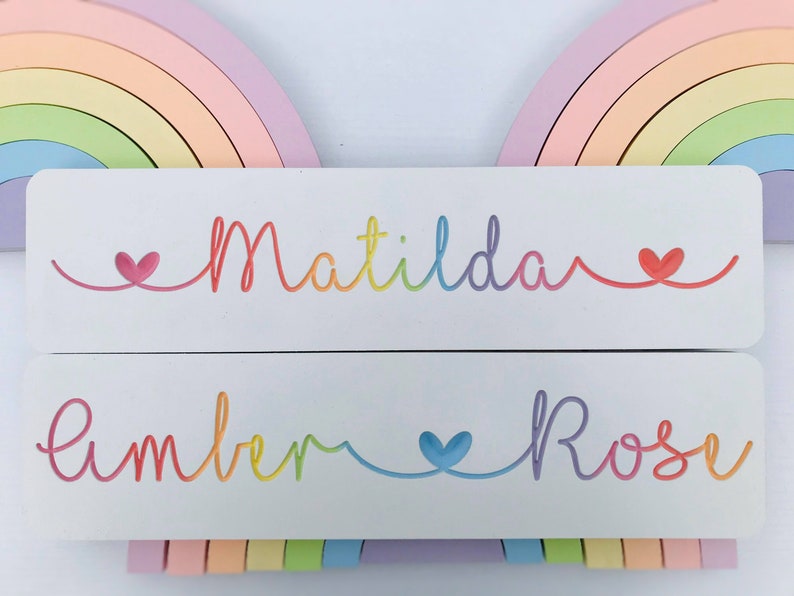 Rainbow name sign, Personalised name plaque, girls door name sign,  bedroom door sign for girls, first birthday gifts for girls, 