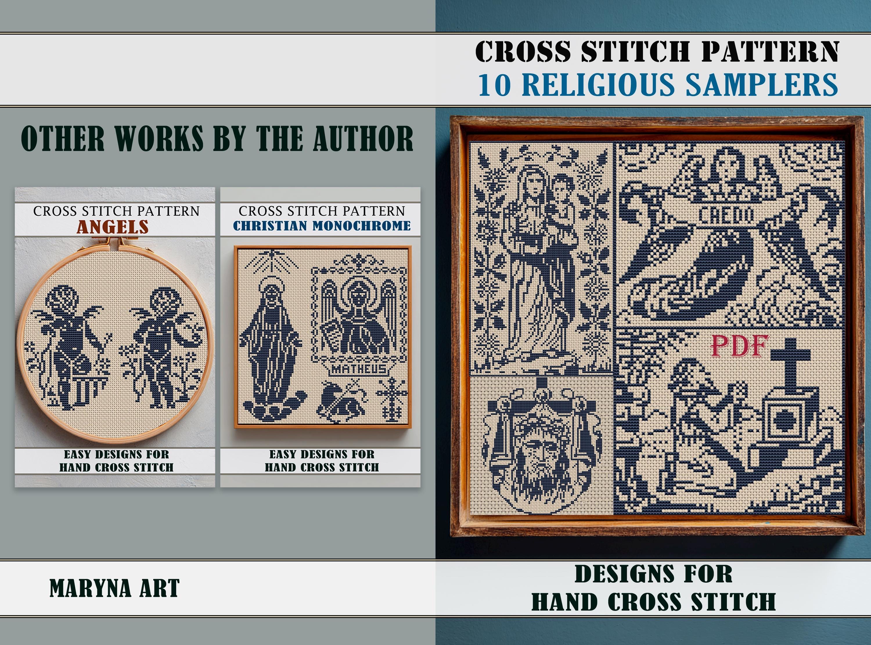 Religious Samples Religious Cross Stitch Pattern Bundle: 10 Christian Samplers, Antique ...