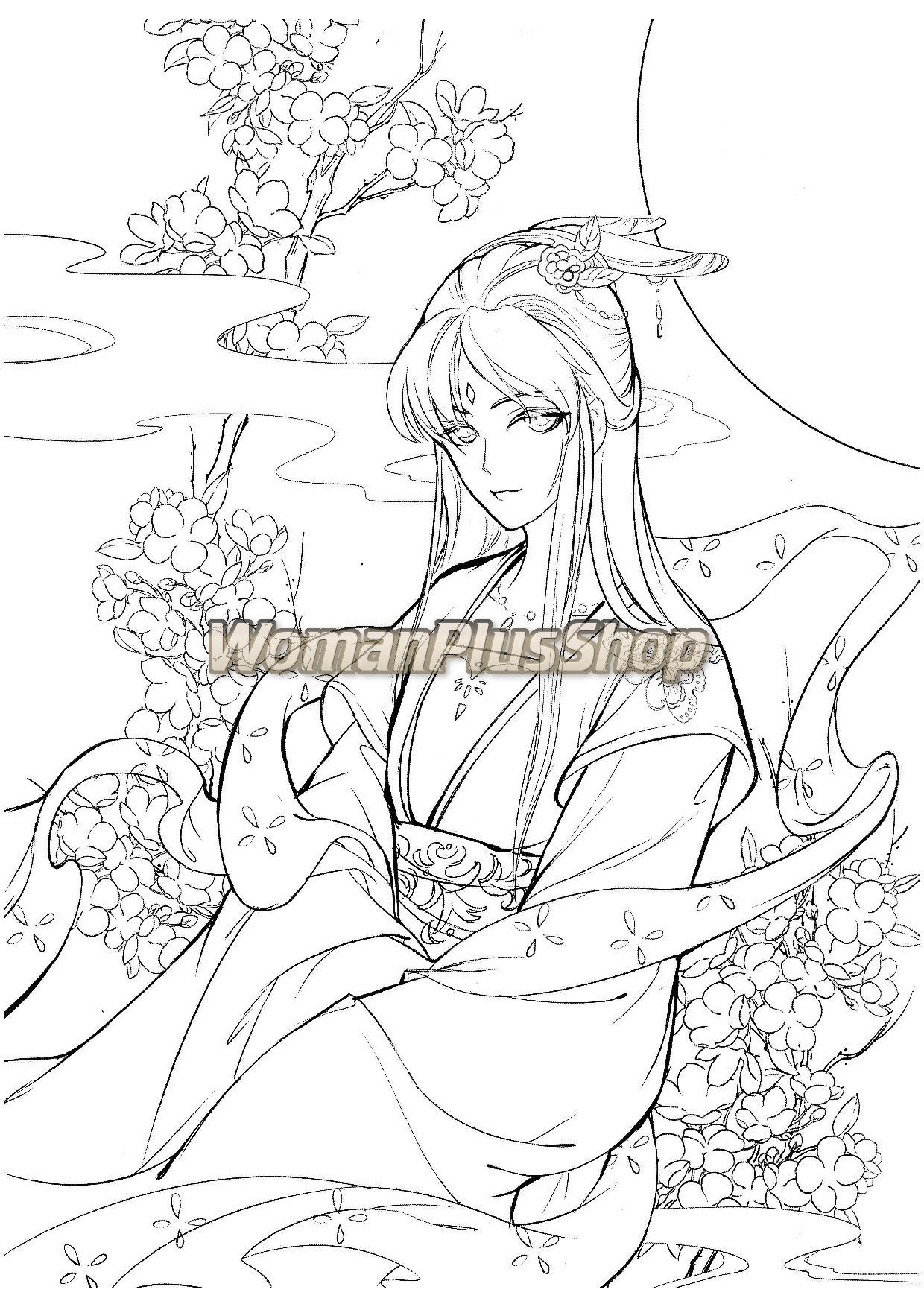 Chinese portrait coloring coloring pattern pdf coloring book | Etsy