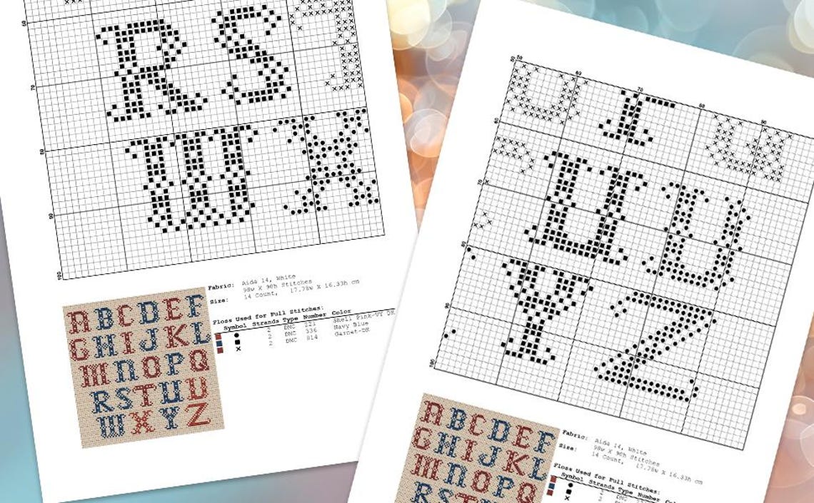 Alphabet Cross Stitch PDF | Monogram Letters Easy Personalized Initial ...