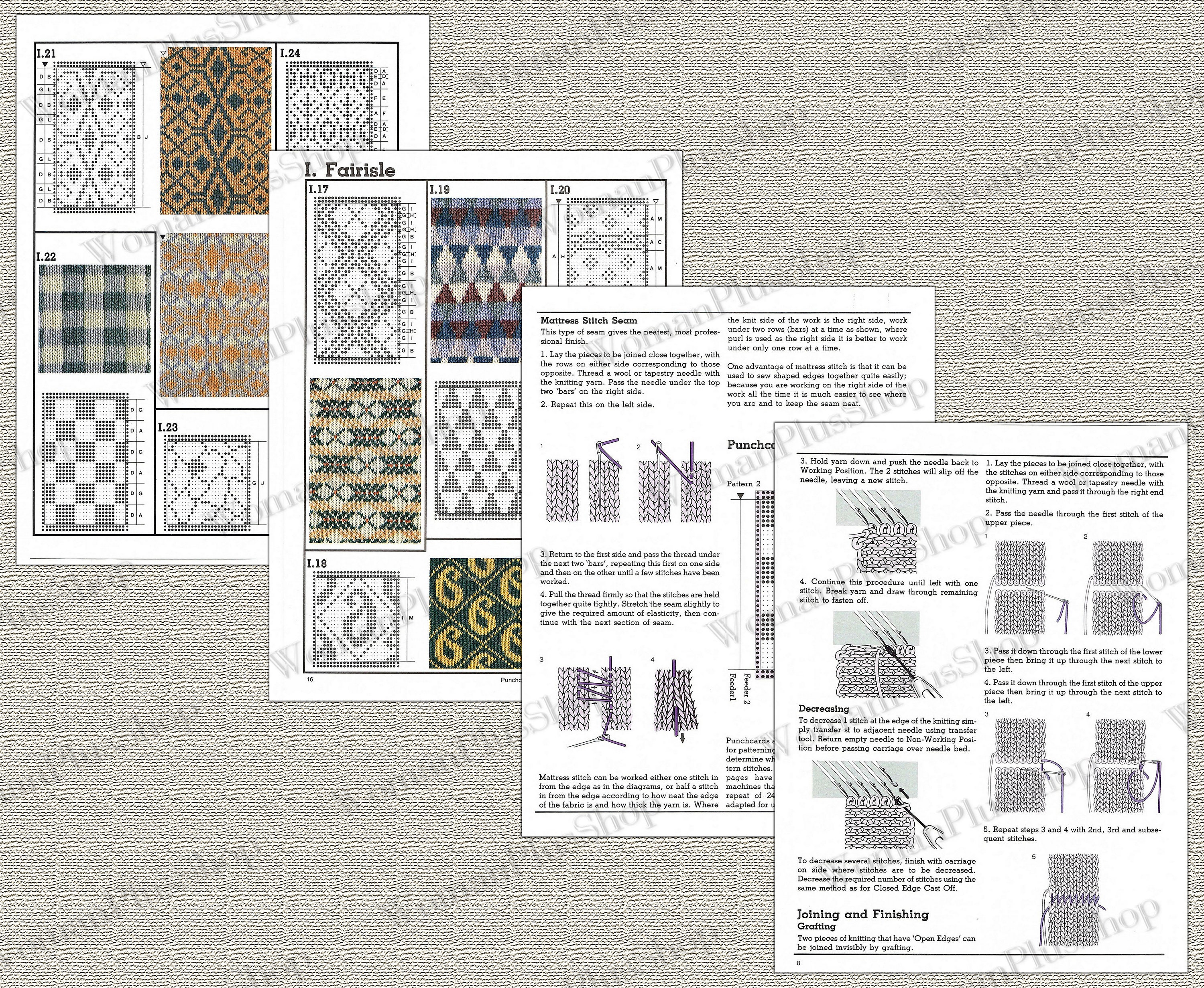 Machines Knitting Stitches Patterns,punch Cards 24,pdf,digital - Etsy