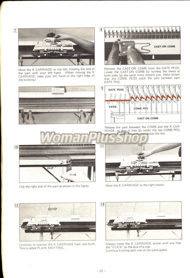 Brother Knitting Machines Instruction Manual KH860, Pattern Ebook Pdf Etsy