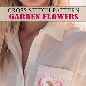 Cross stitch Garden flowers patterns (Digital Format - PDF): 16 Easy Designs for Hand Cross Stitch