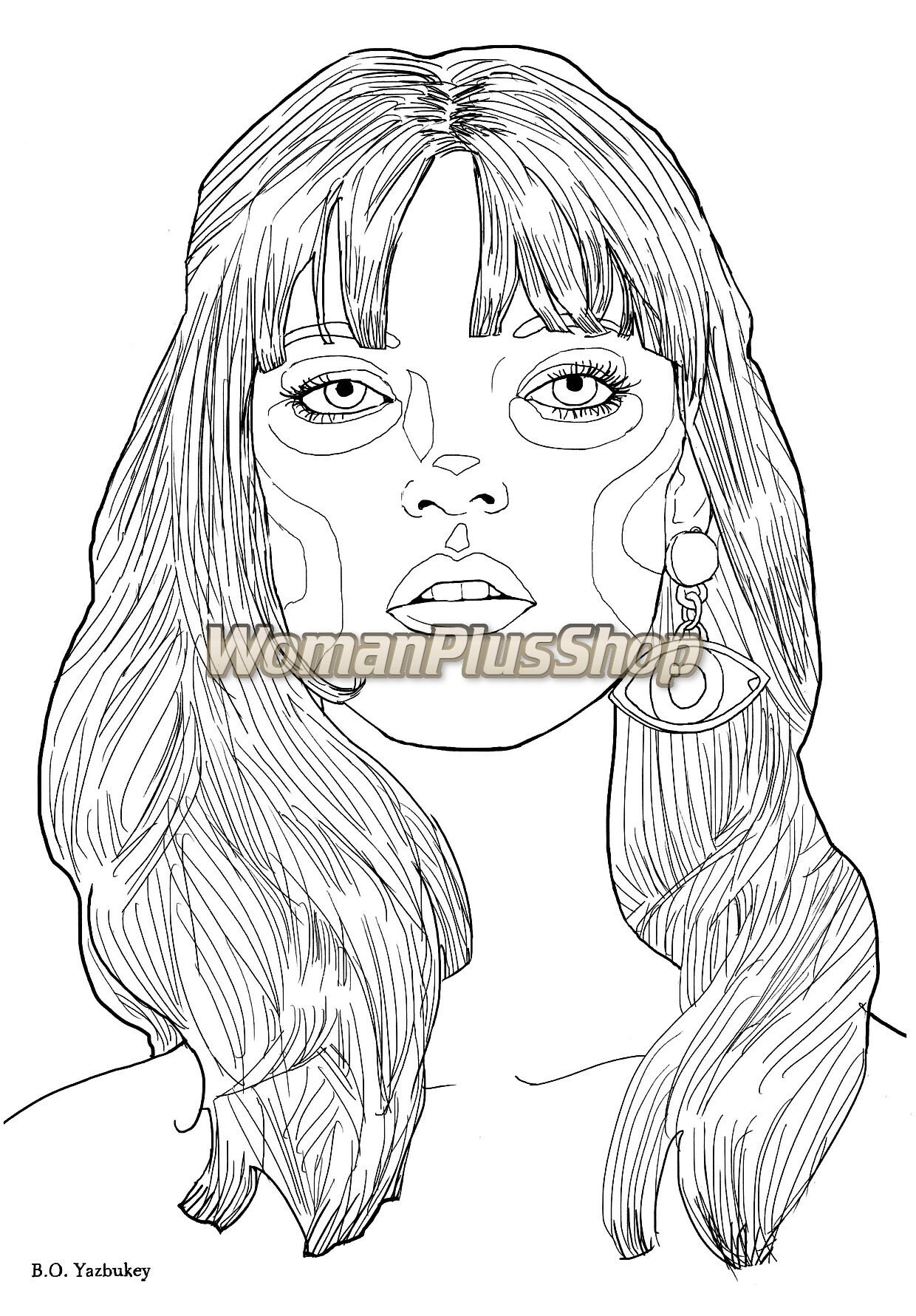 Portrait coloring coloring pattern pdf coloring book | Etsy