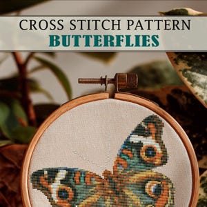 Cross stitch patterns Butterflies pdf download (Digital Format - instant): 9 Easy Designs for Hand Cross Stitch