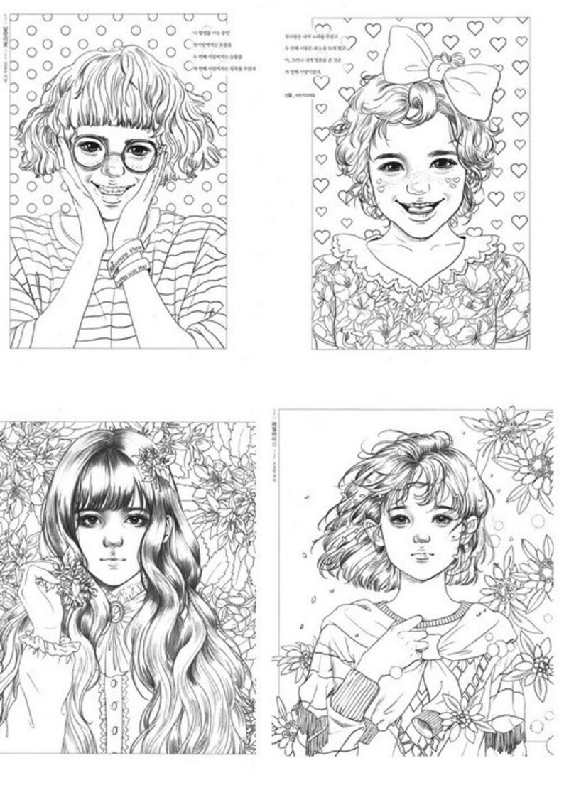 Portrait coloring coloring pattern pdf coloring book | Etsy