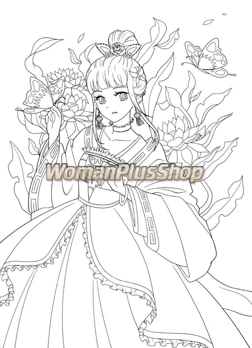 Women coloring book pdf coloring pages girl coloring page | Etsy