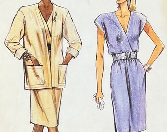 McCall's 3581/Misses' Unlined Jacket and Pullover Mock Wrap Dress Sewing Patten/ Size 6 8 10 12/FACTORY FOLD/UNCUT/1988