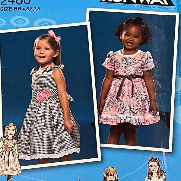 Simplicity 2460 Project Runway Sewing Pattern/Toddler & Child's Dress with Bodice and Trim Variations/Size BB 4,5,6,7,8/OOP 2010/UNCUT