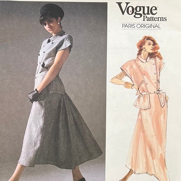 Vogue 1901 Vogue Patterns Chloe' Paris Original/Misses' Loose-Fitting Top and Flared Skirt Sewing Pattern/Size 10/CUT/COMPLETE/1987