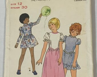 Butterick 6560 Girls' Party Dress in 2 Lengths/Size 12/Butterick "The Fashion One" 1979/Girl's Party Dress/1970's Fashion/UNCUT