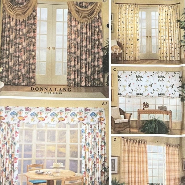 Simplicity 9606 Home Decorating /Window Treatments/Panels Valances/Four Variations/Donna Lang Interior Designs/Vintage 2001