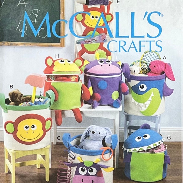 McCall's Crafts 6624 Crazy Colorful Animal Themed Baskets Wall Hangings for Kid Playroom Storage Sewing Pattern/UNCUT/FF 2012 OOP