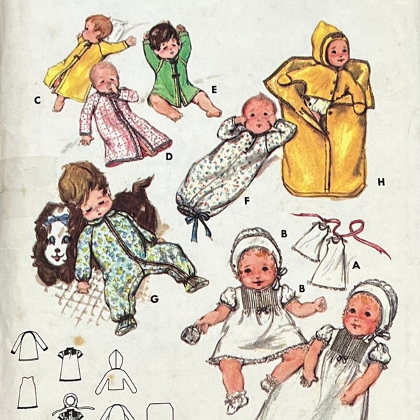 Butterick 5102 Infant's Layette - Long Dress/Short Dress/Petticoat/Kimono/Bonnet/Jumpsuit & Bunting Sewing Pattern/One Size/CUT/1970's
