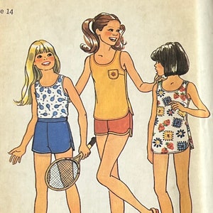 Simplicity 7558 Girls’ Tennis Dress or Top and Shorts/Size 14/UNCUT/FACTORY FOLD/Vintage 1976
