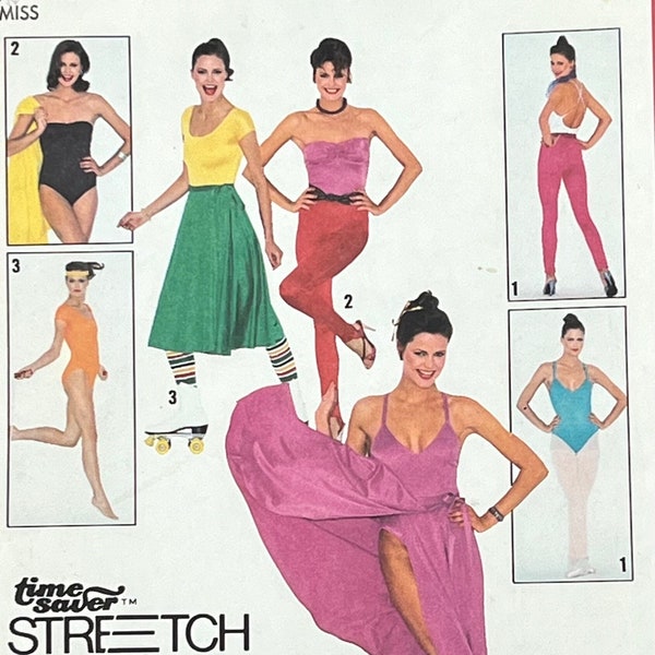 70's Simplicity 9271 Misses' Stretch Knit Bodysuits/Bodypants and Front-Wrap Skirt/Close Fitting & Body Hugging/UNCUT 8-12 Vintage 1979