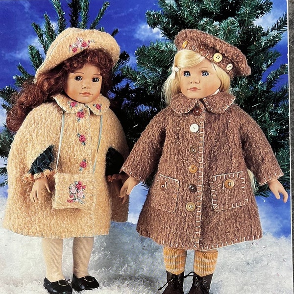 Indygo Junction IJ461 Cozy Coats Shaggy Plush Felt Coat/Cape/Hat/Beret & Muff to Fit 17-19" Dolls/Designer Donna Martin/UNCUT/1997