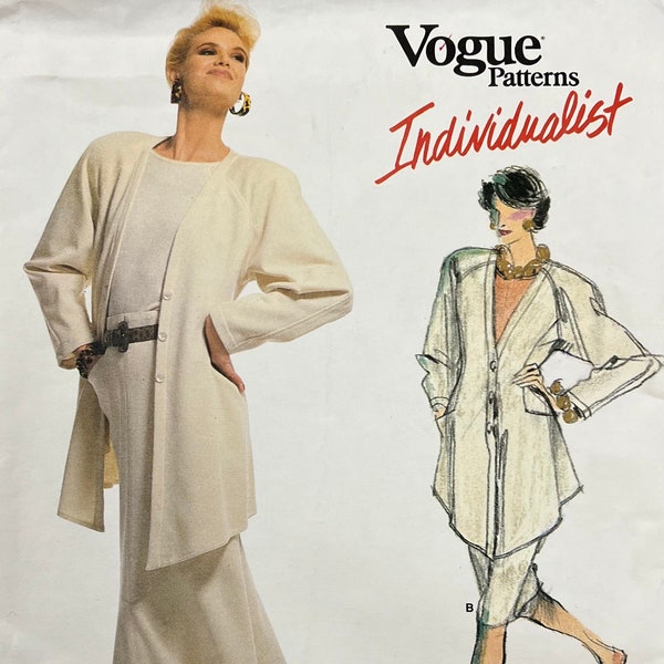 Vogue Adri 1820 Vogue Individualist Misses Jacket, Top, & Skirt/Size 12/P. Cut/Complete/Vogue American Designer Sewing Pattern/Vintage 1986