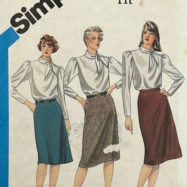 Vintage Simplicity 6521/Misses Proportioned Slim Skirts Personal Fit Sewing Pattern/Size 16 Waist 30”/UNCUT 1984