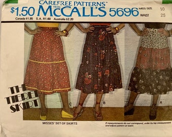 McCall's 5696 Misses Set of Gathered & Tiered Skirts Sewing Pattern Size 10 (Cut) 1977