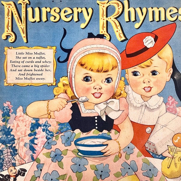 Vintage 1941 Nursery Rhymes Book # 3467 - Illustrated by Florence Salter - 24 Nursery Rhymes Merrill Publishing Soft Cover Book (14 Pages)