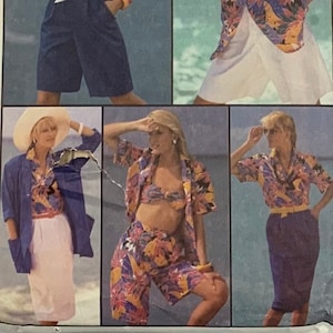 Simplicity 7491 Misses Go Everywhere Skirt Shorts Bra Top Shirt & Jacket/80&#39;s Separates Pattern/Siz 14 P Cut/OOP/Copyright 1986