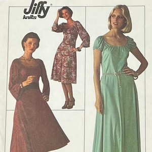 Simplicity 7749/Misses&#39; Jiffy Knit Pullover Dress in 2 Lengths (Sized for stretch knits only)/Size Large - Partially Cut/1979