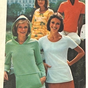 Butterick 4668 Round Neckline Stretch Knit Pullover Top with Short and Long Raglan Sleeves Sewing Pattern/Size 16/FF/Vintage 1976/UNCUT