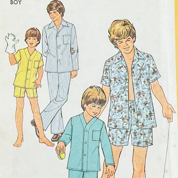 Simplicity 6427/Boy's and Teen's Pajamas in Two Lengths/Boy's Sizes 10-12/Reissue From 1974/Factory Fold/UNCUT/vintage 1977