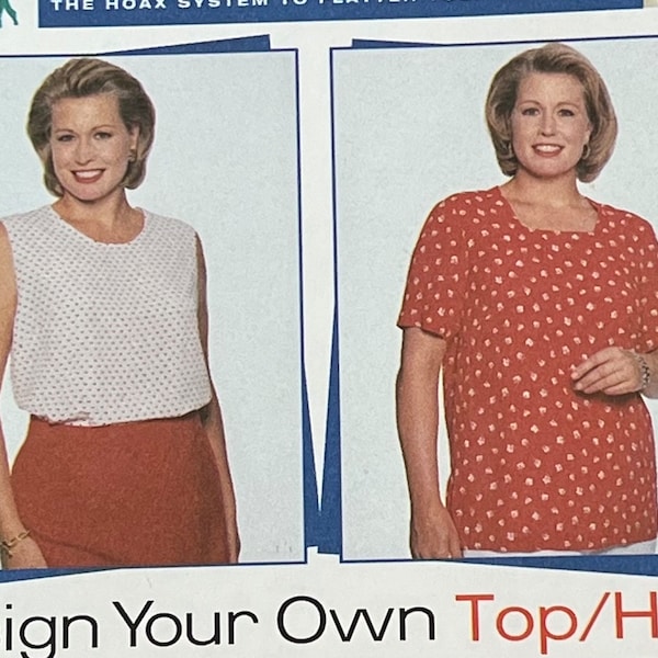 Simplicity 7034 Full Figure Solutions/Women's Set of Tops/Uses the HOAX System to Design Your Own Top/9 Versions/Plus Size 26W-32W/UNCUT/FF