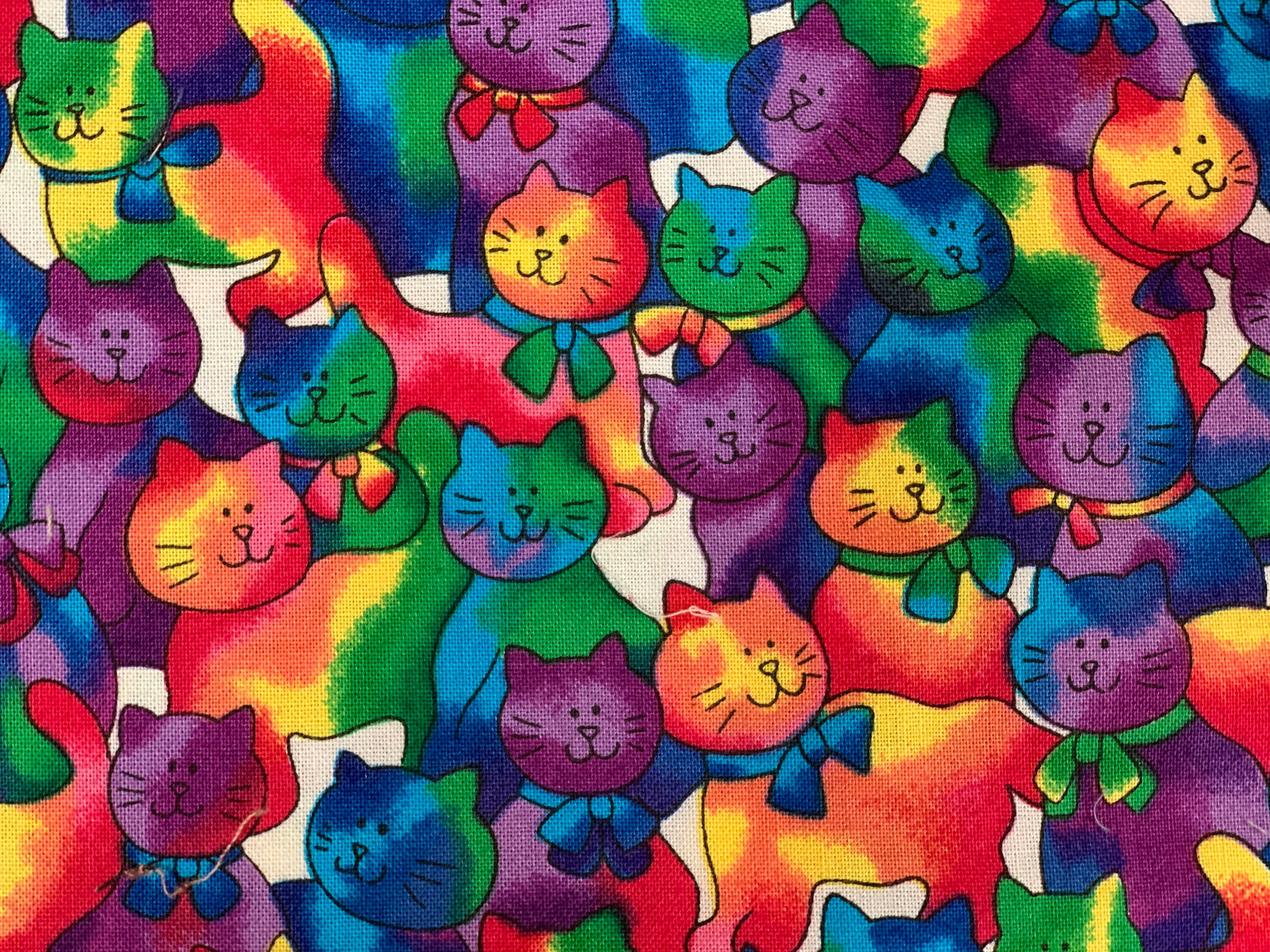 Vintage Cat Fabric Sampler Bundle Over 1 1/2 yards total 5 Etsy