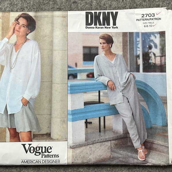 Vogue 2703 DKNY Jacket, Shirt, Shorts & Pants - Donna Karan American Designer Original Sewing Pattern/UNCUT Sizes 6-10/Copyright 1991