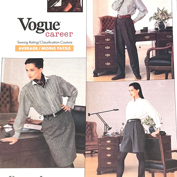 Vintage Vogue 2135 Vogue Career Ralph Lauren/Misses' Pants/Shorts & Skirt Sewing Pattern/12-14-16 PARTIALLY CUT TO 16/ Complete 1988