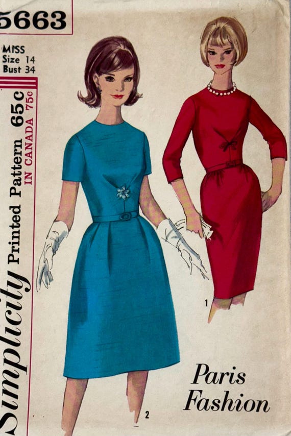 Simplicity 5633 - Misses One-piece Dress With Two Skirts Paris Fashion, Size 14 (UNCUT) 1964 - Etsy Simplicity 5633 - Misses One-piece Dress With Two Skirts Paris Fashion, Size 14 (UNCUT) 1964 - Etsy