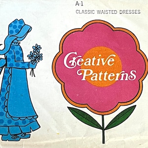Vintage Creative Patterns Sewing A-1 Classic Waisted Dresses/1970&#39;s/Boho 70s Dress/Multi-Size Pattern/PATTERN ONLY/UNCUT