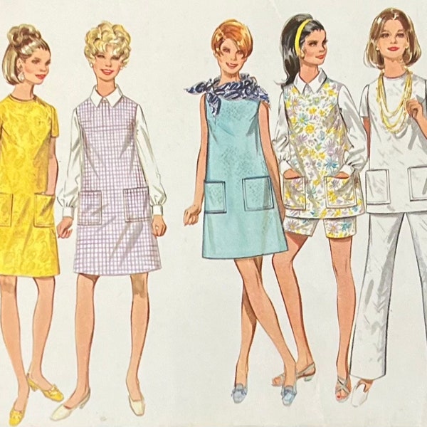 Butterick 5255 Maternity Dress or Jumper, Top, Shorts and Pants Size 16 Bust 38/CUT/COUNTED/COMPLETE/Vintage 1969