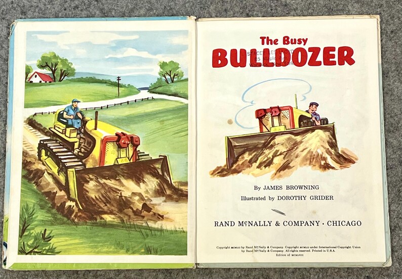 Vintage 'the Busy Bulldozer' Children's Book #567 a 1952 Rand Mcnally ...