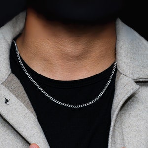 3 mm kubanische Silberkette, dünne Herrenkette, Herrenkette, Herrenschmuck - Minimalistische Silberkette Herren - Von Twistedpendant