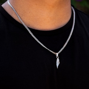 Silver Wing Necklace for Men, Silver Chain With Pendant, Mini Sterling Silver Wing, Mens Necklace - Mens Silver Pendant By Twistedpendant