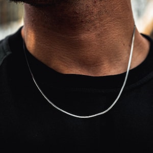 2mm Silver Snake Chain, Mens Chain, Silver Chain Mens, Mens Necklace Flat Snake Silver Jewellery UK, Man Silver Chains  - By Twistedpendant