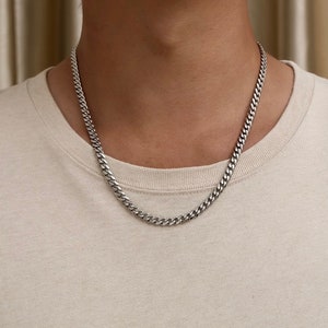 6mm Silver Cuban Chain, Mens Chain, Silver Chain Mens - Mens Necklace - Mens Jewelry - Thick Cuban Link Choker Chain Gift By Twistedpendant