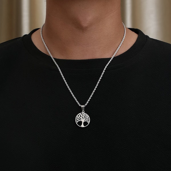 Collier arbre de vie en argent pour homme - Collier pendentif en argent pour homme - Collier symbole arbre de vie, bijoux pour homme - Par Twistedpendant