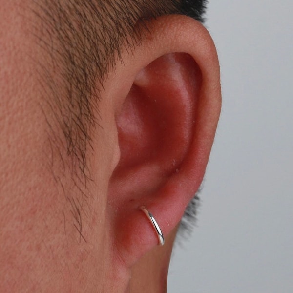 Mens Hoop Earrings - Mens Earrings Small Silver 10/13/15/18mm Huggie Earrings - Thin Silver Hoops - Gold Earrings Men, Mens Jewelry Gifts