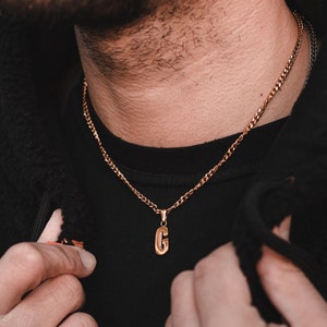 Collar con inicial personalizado, collar con letra personalizada en oro de 18 quilates, regalo para él, regalo para el Día del Padre, regalo para novio (Reino Unido) - Dije de collar para hombre