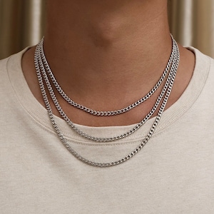 Thin Silver Cuban Chain, Mens Chain, 4mm Curb Silver Chain Mens - Mens Jewelry, Mens Necklace Chain - Gifts For Man By Twistedpendant