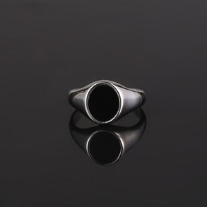 Herenring zwarte onyx zegelzilveren ring - onyx ring - zegelring heren - stalen gouden ring - zilveren ringen voor mannen - ring cadeau uniseks sieraden