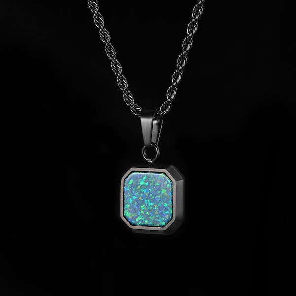 Mens black opal pendant clearance